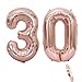 Produktbild 2 Luftballons Zahl 30, Nummer 30 Luftballon Rosegold Mädchen ,40" Aufblasbar Helium Folienballon Roségold Ballons Figuren ,Riesen ballon für Geburtstag Party Dekoration, Abschlussball (xxxl 100cm)