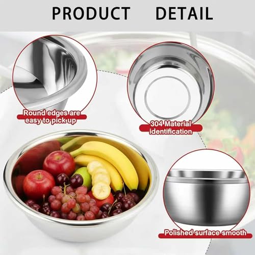 Set de 4 tazones grandes de acero inoxidable 13 Qt miniatura 6