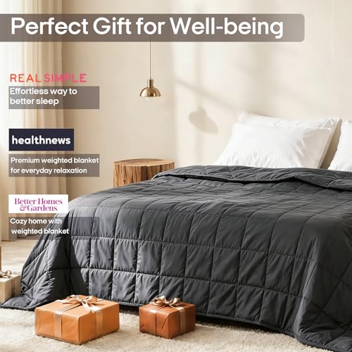 Image of ZonLi Weighted Blanket for Adults (680 inchx87 inch, 25lbs, Dark Grey) King Size High Breathability Cooling Heavy Blanket, Soft Material with Premium Glass Beads, All-Season, Easy Care