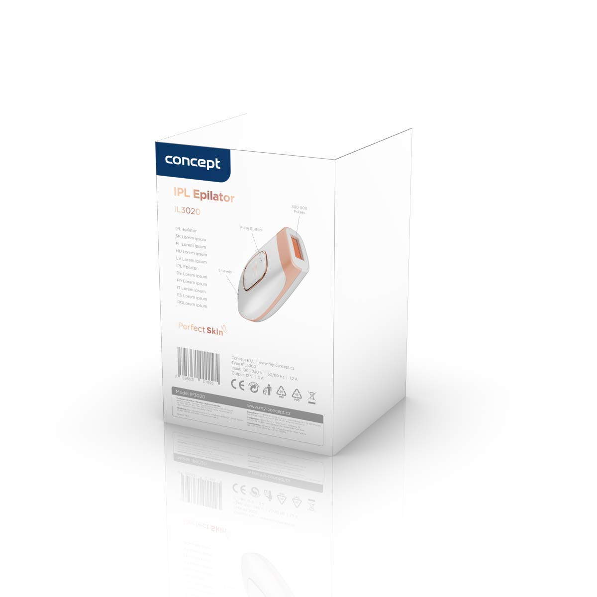 Concept IL3000 Perfect Skin IL3000 IPL Depiladora de luz con botón 2 modos Precision Gliss 5 niveles