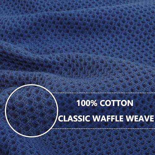 Image of Homaxy 100% Cotton Oversized Waffle Weave Kitchen Dish Towels, Ultra Soft Absorbent Quick Drying Cleaning Towel, 20 x 28 Inches, 8-Pack, Navy Blue