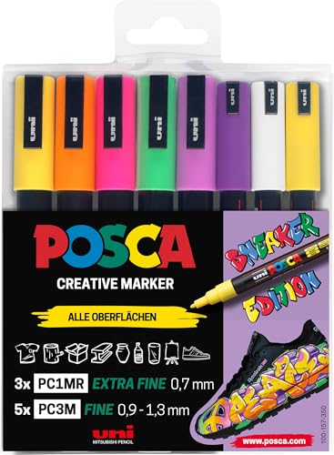 uni-ball 186828 - POSCA Marker Set Sneaker pens, estuche de 8, op...