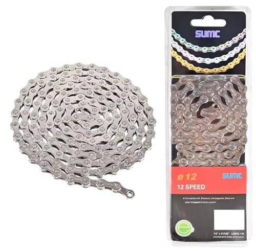 Chaîne de vélo eBike SUMC E10, E11, E12 pour 10, 11, 12 vitesses QuickLink 136 maillons, 1/2" x 11/128", anti-rouille, compatible Shimano, Sram ... renforcé (E12)