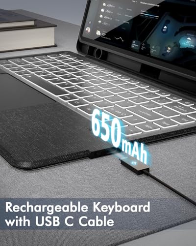 Image of MICROWARE Keyboard Case Compatible for Samsung Galaxy Tab S10 Ultra 14.6 inch 2024 / S9 Ultra / S8 Ultra, Bluetooth Keypad with Any-Angle Kickstand & Lighting Key & Trackpad