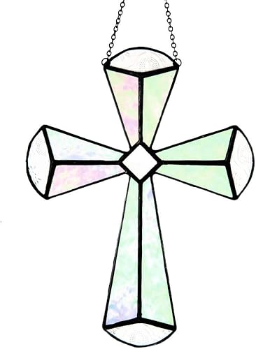 Cruz Ornamento Atrapasues Sol Vidrieras Adorno Bautismo Confirmación Primera Comunión Regalo religioso Cristiano Memorial ORN 180