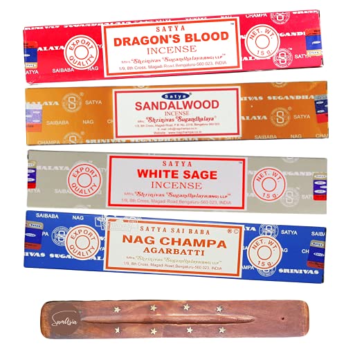 Satya Nag Champa Incense Sticks, 4 unique and premium flavours, Dragons Blood, Sandalwood