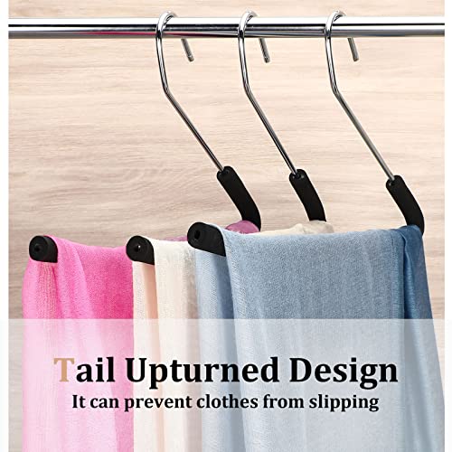 Open Ended Pants Trousers Hangers Foam Coated Pant Hangers Plating Non Slip Anti Rust Chrome Metal Hangers For Closet Easy Slide Pant Jeans Slacks Towel Skirt Organizer, Black (20) #TOP4
