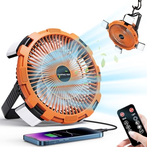Camping-Fan-with-LED-Lantern-8000mAh-Rechargeable-Battery-Powered-Camping-Fan-with-Remote-Hook4-SpeedsUSB-C-Charging-Outdoor-Tent-Fans-for-HomeTravelBBQFishingSleepEmergency-Orange