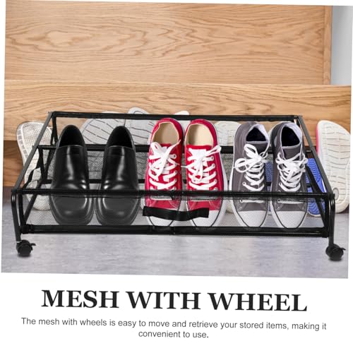 Caja de almacenamiento con ruedas metálica y organizador debajo de cama para zapatos y ropa 4