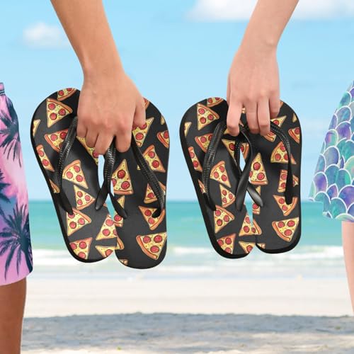 SPRIPORT Pizza Black Slim Flip Flops for Women Men Comfortable Casual Thong Cushion Sandals with Non-Slip Rubber Sole Outdoor Sandals for Summer Beach Walking4