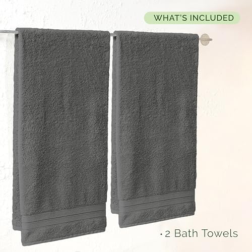 Image of Elegant Comfort Three Line Popcorn Towel Set for Bathroom 27 x 54 inches, Premium Hotel Quality 2-PACK Bath Towels, 100% Turkish Cotton, Soft and Durable, Quick Dry and Highly Absorbent, Charcoal Gray