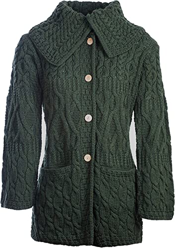 Irish Long Cardigan for Women 100% Merino Wool Knit 3 Pattern Made in Ireland2