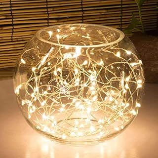 100LED Fairy Light Battery Operated LED Lights with Timer Setting Warm White String Lights, 10M Silver Wire Starry Lighting, for Bedroom, Indoor, Christmas Tree, Wedding Decor Idea Put in Jars