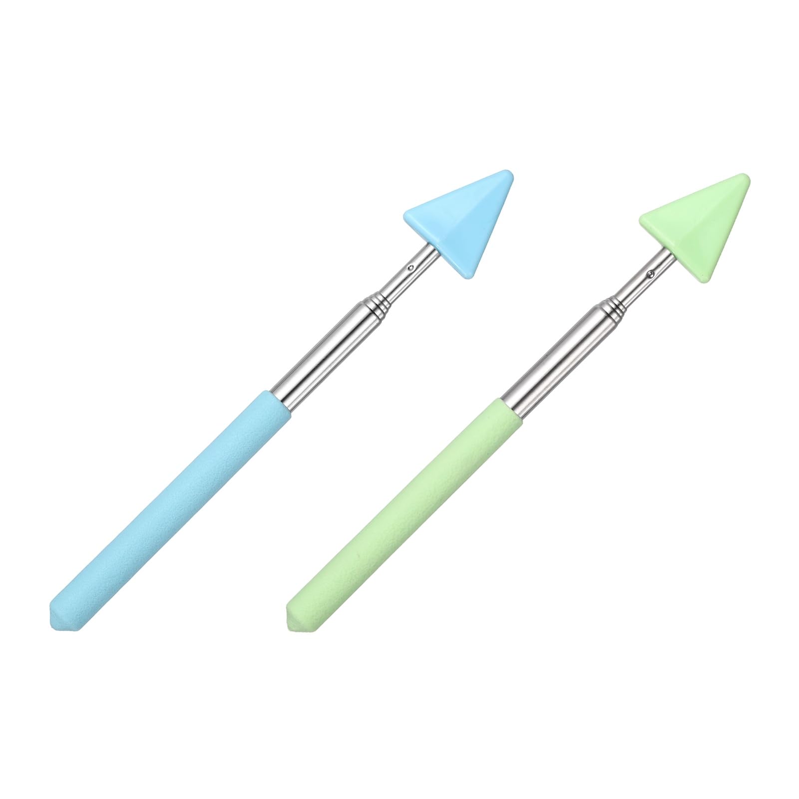 PATIKIL 2 PCS Pointer Finger Stick, Teacher Finger Pointer Stick Retractable Whiteboard Hand Presenters Extendable Telescopic for Classroom Teachers Reading Study Arrow, Blue/Green