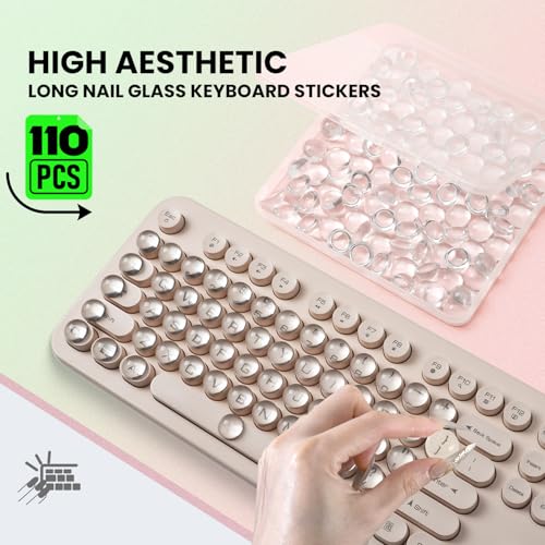 110PCS Pegatinas de Teclado para Uñas Largas, Protector Transparente miniatura 6