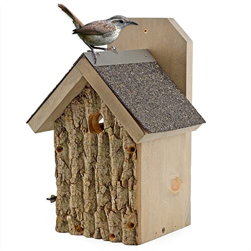 Uncle Dunkels Ultimate Wren and Chickadee Birdhouse; Rustic Handmade Small Bird Nesting Box