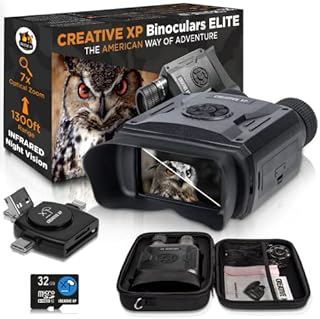 CREATIVE XP Night Vision Goggles - Elite - Digital Military Binoculars w/Infrared Lens, Tactical Gear for Hunting & Security 128GB, Black