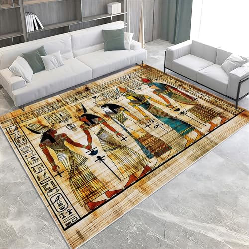 Tapis impression 3D doux et antidérapant style pharaon rétro