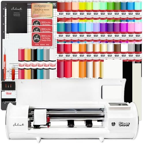 Siser Juliet Professional Vinyl Cutter Machine Deluxe Bundle with Vinyl & HTV