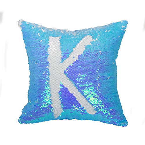 Hmqiang Mermaid Sequin Pillow Cases 16 X16 Inch Set Of 2 Diy Reversible Throw Pillow Case Sequin Sublimation Pillow Blank Funny Pillow Cover For Couch Sofa Bed, Gift, White And Blue #TOP1