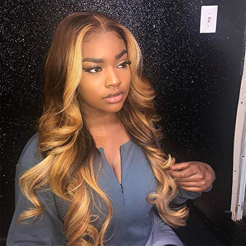 PiliPili Hair Full Lace Human Hair 8A Grade Wigs Ombre Blonde 150% Density Virgin Lace Front Wig with Baby Hair for Black Women (20 Inch, Lace Front Wig)
