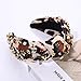 NVENF Leopard Headband for Women Rhinestone Pearl Knotted Headband Beaded Embellished Star Cheetah Hairband Boho Printed Wide Top Knot Hairband Fashion Hair Accessories (Leopard 3)