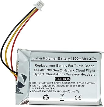 1800mAH 3.7V بطارية بديلة لـ Turtl e Beach Stealth 700 Gen 2 ، Hyper X Cloud Flight ، Hyper X Cloud Alpha Wireless headets