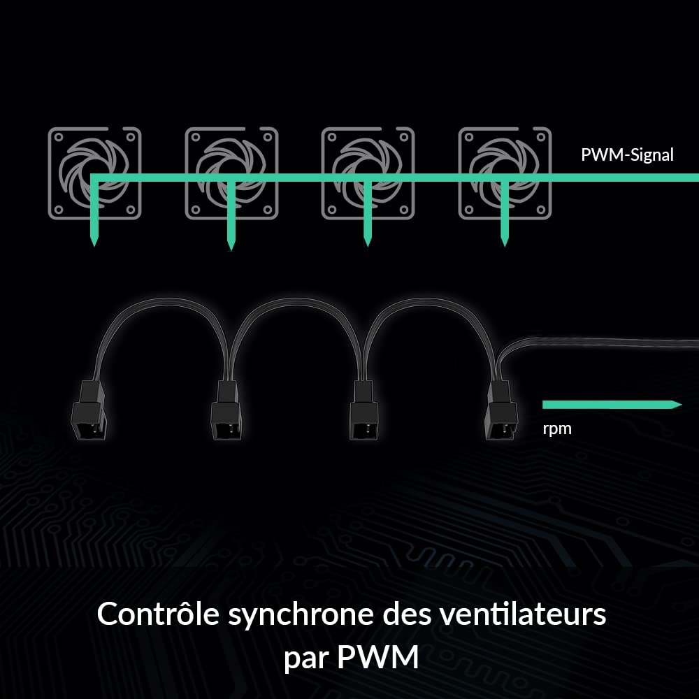 ARCTIC 4-Pin PWM Fan Splitter Cable - Câble d'extension PST pour 4 ventilateurs de boîtier, câble de partage PWM, connecteur multi-ventilateur, câble d'extension, câble en Y