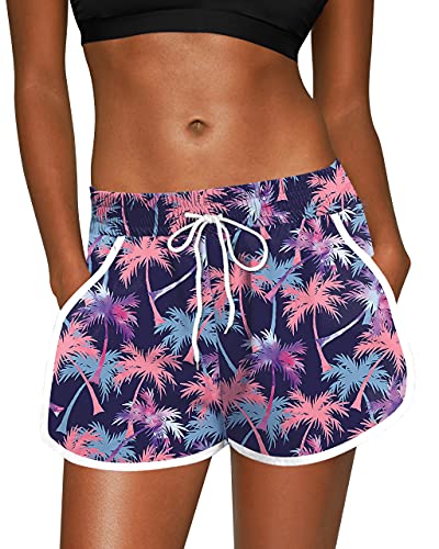 Image of For G and PL Women Summer Floral Beach Boardshorts with Pockets Swim Trunks