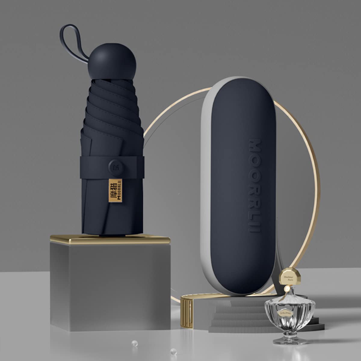 Moorrlii Travel Mini Ombrello per Borsa Con Caso-Piccolo Compatto Ombrello UV Protezione Sole-Leggero Piccolo Ombrello Tasca Con Caso Per Donne, Ragazze