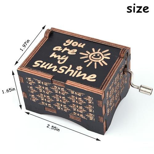 byykit You are My Sunshine Music Box,Wooden Hand Crank Engraved Music Boxes - image 5