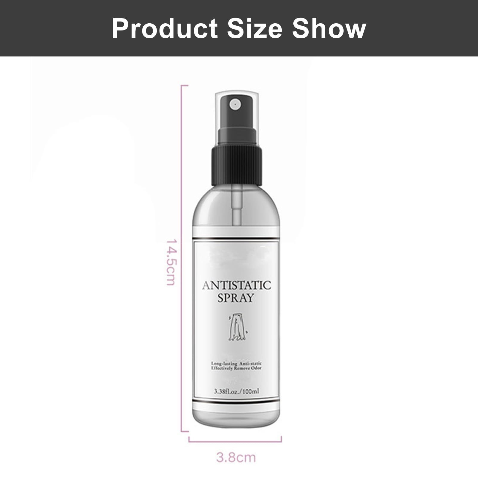 Spray Antistatico,Anti Static Spray,Antistatico per Tessuti,per Vestiti e Auto,Vestiti,Tessuti E Automobili,Effetto Anti Statico Rapido,100ml