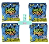 Sour Blue Raspberry Gummies 3.6 oz with Candyya bag clip Limited Edition Just Blue (4 pack)
