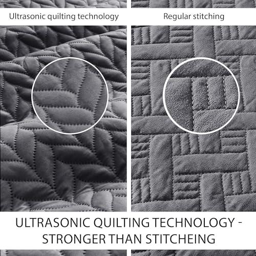 IR Imperial Rooms Queen Quilt Bedding Set Size (90" x 96") + 2 Pillow Shams (20" x 26"+ 2") - 3 Pcs All Season Lightweight Reversible Microfiber Coverlet Embossed Quilt Bedspread (Charcoal)
