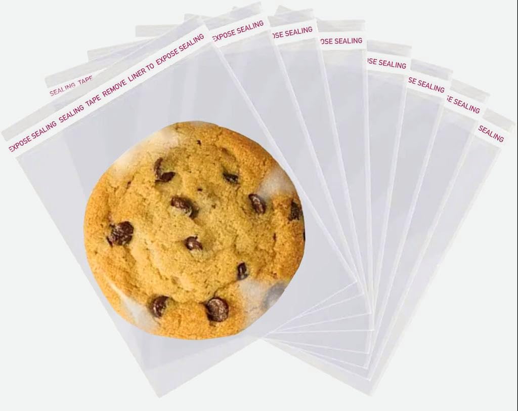 PackFi 220 Pcs 4x6 inch 3.0 Mils Thick Strong BOPP Cookie Bags, Resealable Self-Sealing Clear Cellophane Bags for Packaging Cookies, Candies and Party