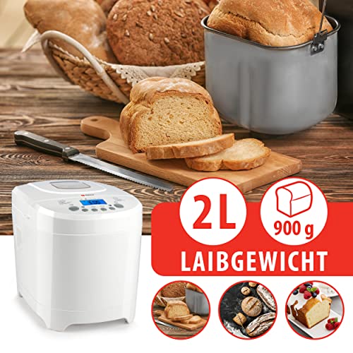 alpina Brotbackautomat - Brotbackmaschine - kleine bis große Brote: 450-680-900 Gramm - Timer - 12 Backprogramme - auch für Kuchen, Marmelade und Ketchup - 600W, Weiß – Bild 8