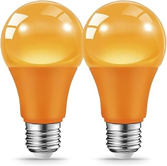 2 Pack, 9W A19 LED Bulb 60W Equivalent, E26 Base, Non-Dimmable for Holiday & Home Lighting, Party, Porch Decor Orange Light Bulbs