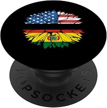 Bolivia Flag Sunflower I'm Both Of Them America USA PopSockets Adhesive PopGrip