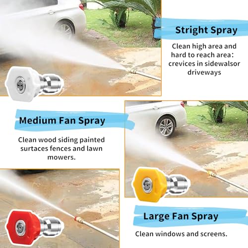 7Pcs Quick Release Pressure Washer Nozzle Tips - 1/4 Inch Multiple Degrees Connection for Car and Garden Cleaning - Image 4
