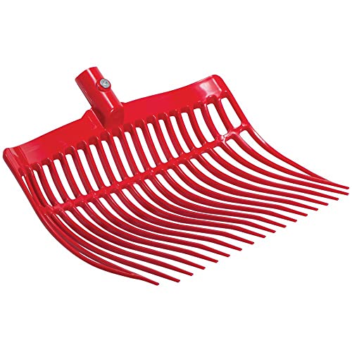 Dura-Tech Manure Fork Replacement Head 1 Bar | Easily Scoop Horse Poop Rake | Soiled Bedding Fork | Wider Pitchfork Design | Horse Manure Rake | Head Only | Color Red