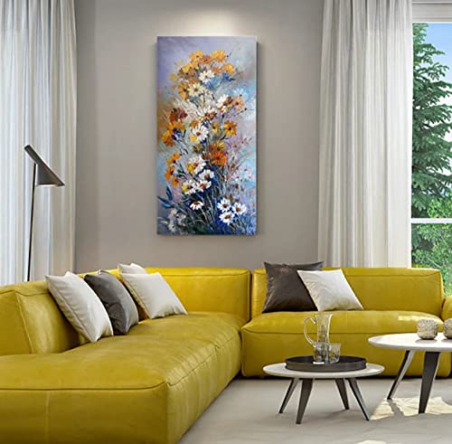 Tableau moderne minimaliste fleurs 3D au-dessus du canapé de votre salon chic