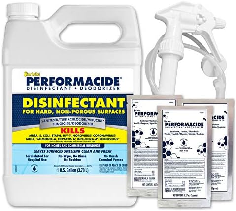 STAR BRITE PERFORMACIDE Disinfectant – Kills COVID-19 Virus in 30 Seconds – No Rinse, No Wipe, No Residue – Just Add Water – Gallon Kit with 3 Refill Pouches & Sprayer (102000)