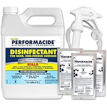PERFORMACIDE Disinfectant - Kills COVID-19 Virus in 30 Seconds - No Rinse, No Wipe, No Residue - Just Add Water - Gallon Kit with 3 Refill Pouches & Sprayer 102000