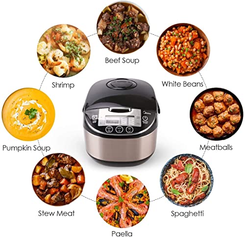 Midea Rice Cooker Slow Cooker Multi Cooker 10 Cup With Steamer Basket For Rice Food Vegetable Egg Automatic Keep Warm Led Digital Control #TOP2
