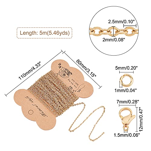 UNICRAFTALE About 5m Stainless Steel Cable Chains & 10pcs Lobster Claw Clasps & 30pcs Close but Unsoldered Jump Rings Golden Metal Chain Set for Summer Gifts Necklace Bracelet Making - Image 4