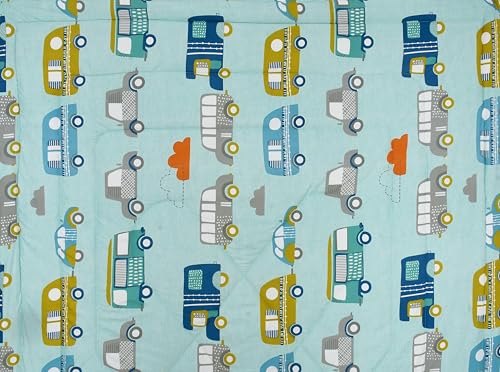 Image of FRESH FROM LOOM Rotary Printed Micro Fiber Comforter | Dohar | Quit | Single Bed | Double Weaved | Washable | Hypoallergenic Skin Friendly (Bus-Aqua | 60x90 Inches, Single Bed)