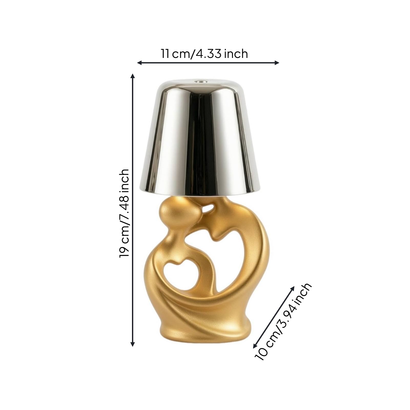 Lampada da Comodino Decorativa Lampada da Tavolo Luce Notturna Lampada da Lettura Base Cuore Scolpita Paralume a Tamburo con Luminosità Regolabile E, Argento