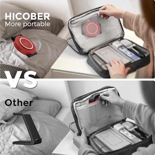 Image of Hicober 3 in 1 Wireless Charging Station for Apple Watch and iPhone Air 17 16 15 14 13 12 Pro Max /Plus, Magnetic Foldable Wireless Travel Charger Station Stand for Airpods iWatch All Series Dark Red