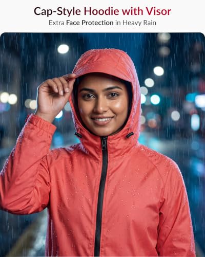 Image of Destinio Rain Coat for Men Waterproof with Hood, Thick Polyester, Leak Proof, Premium Zipper, Raincoat for Bike Riding, Double Layer Rain Suit for Riders, Rainwear Set