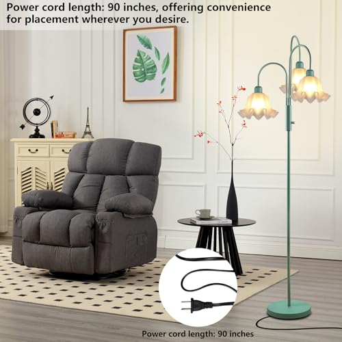 Image of Lightdot 70IN Flower Floor Lamp for Living Room, 3 Light Dimmable Tree Floor Lamps with Bulb Included for Wedding /Party, Unique Floral Tall Lamp with 5Lbs Heavy Base for Bedroom /Sofa-Grayish Green